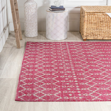 Ourika Moroccan Geometric Textured Weave Indoor/outdoor Rug
